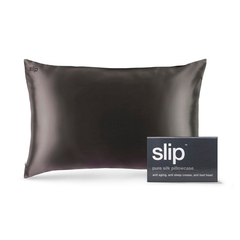 slip The Original Queen Pure Silk Pillow Case - 100% Pure 22 Momme Mulberry Silk - Queen Size Standard Pillow Case - Anti-Aging, Anti-BedHead, Anti-Sleep Crease, Charcoal (20" x 30") - Image 1